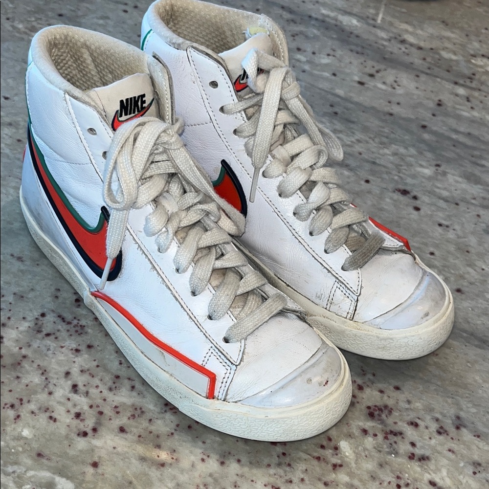 Nike White, Coral, Navy, & Turquoise High-Top Sneakers
